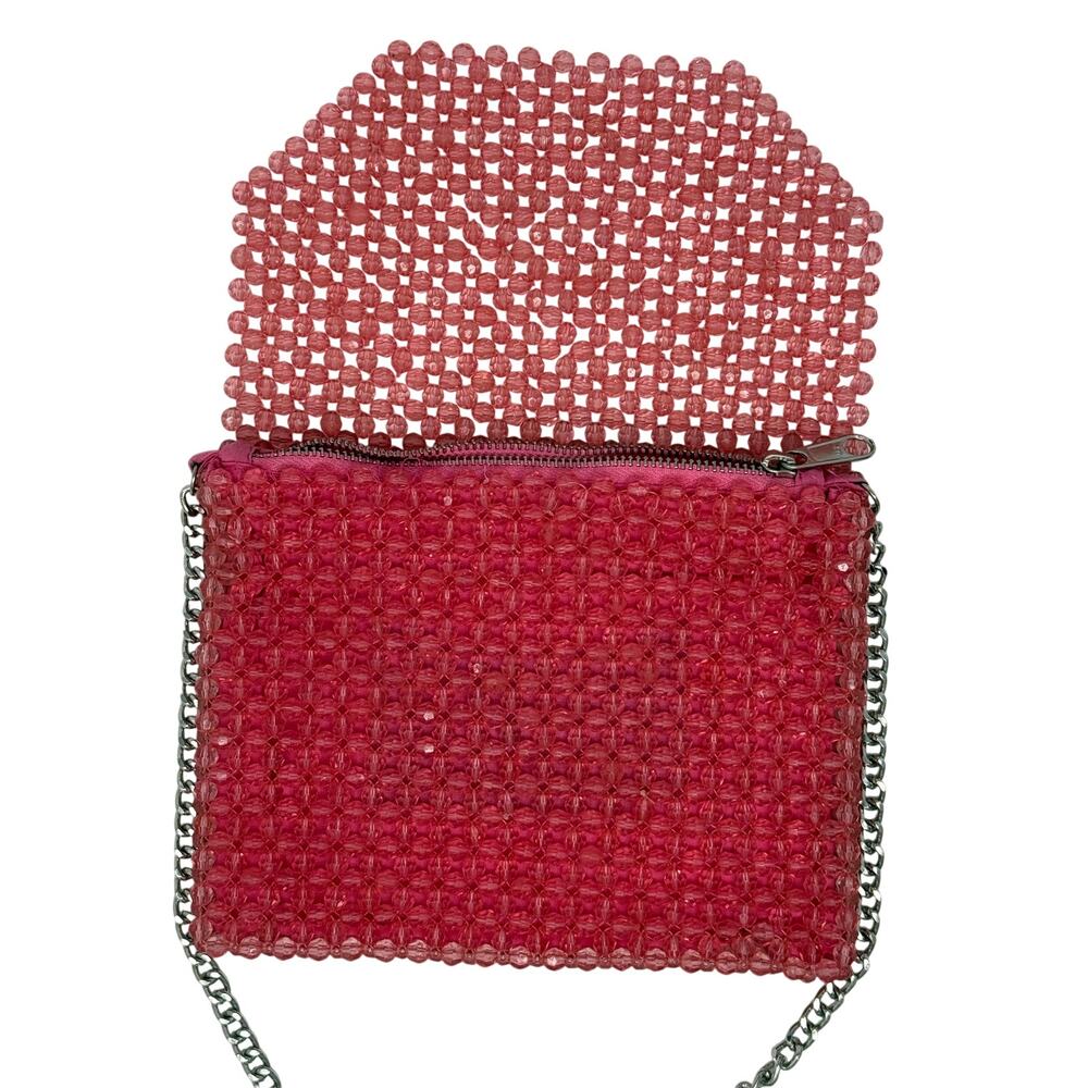 Topshop Pink Beaded Shoulder Bag Y2K Inspired Mini Purse Chain Strap - Picture 3 of 7